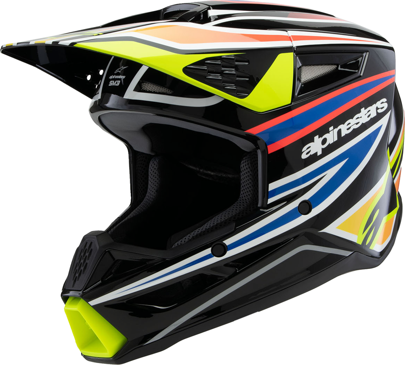 Youth SM3 Helmet - Wurx - Gloss Black/Yellow Fluo/Blue/Red Medium