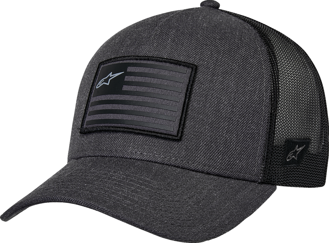 Flag Snapback Hat - Heather Charcoal/Black