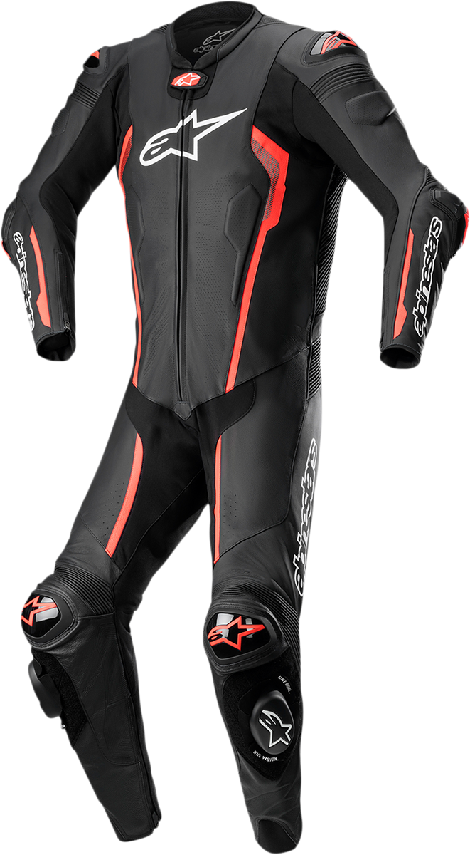 Missile v2 1-Piece Leather Suit - Black/Red Fluo - US 50 / EU 60
