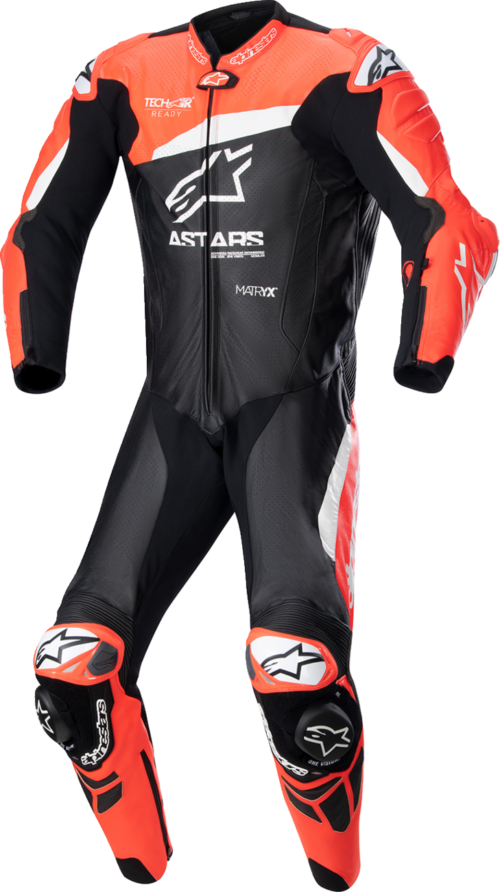 GP Plus v4 Leather Suit - Black/Red Fluo/White - US 44 / EU 54