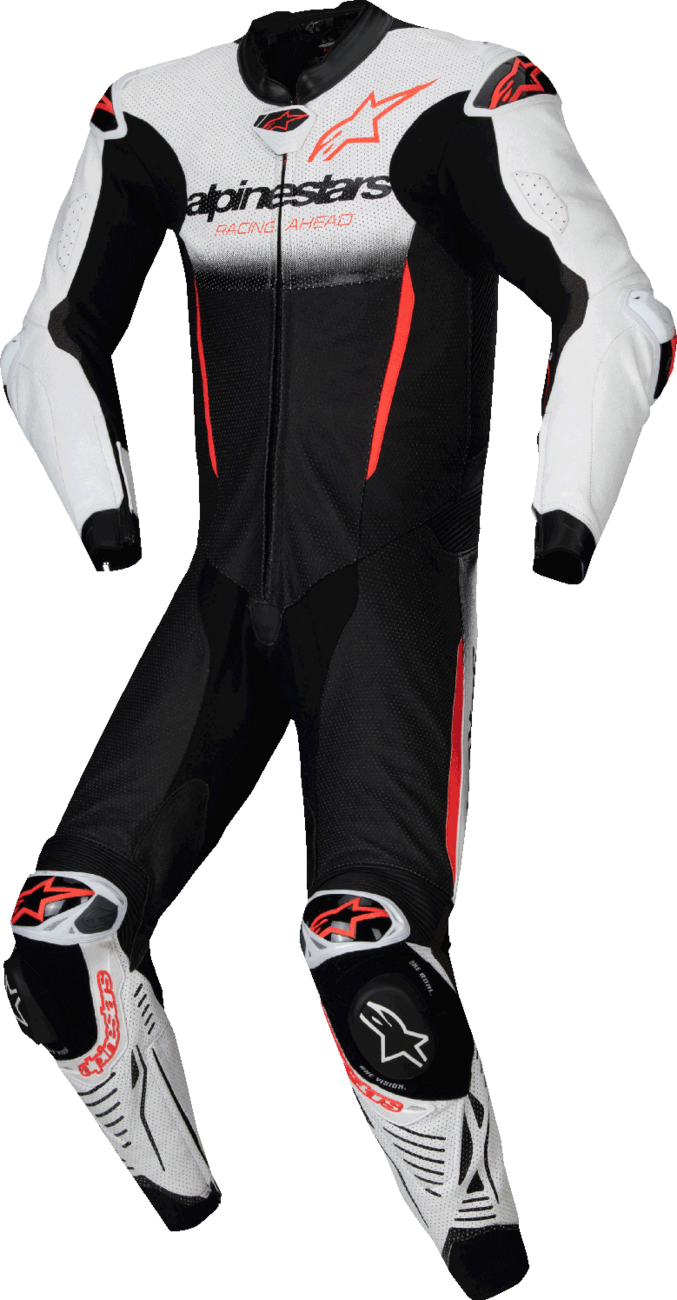 GP-R7 1-PC Leather Suit - White/Black/Red Fluo - US 52 / EU 62