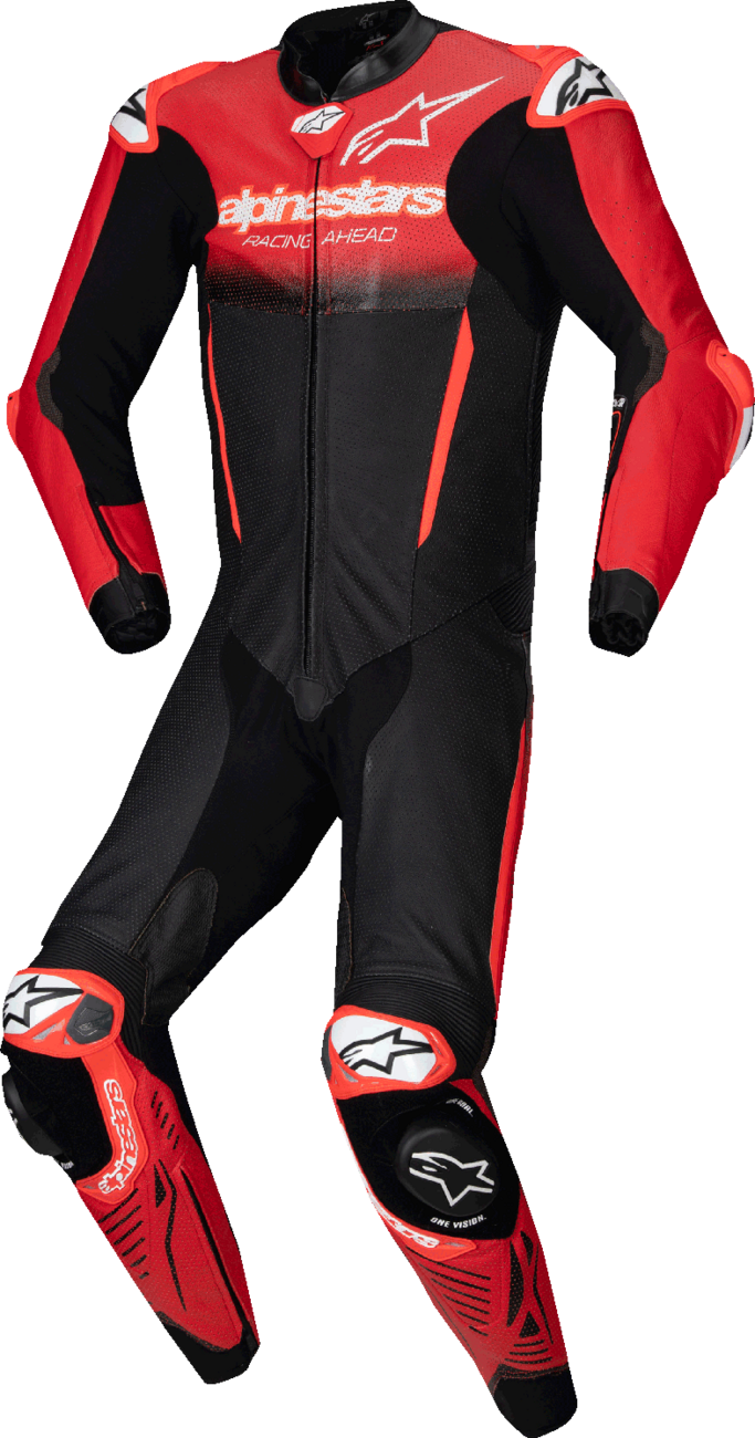 GP-R7 1-PC Leather Suit - Black/Mid Red - US 38 / EU 48