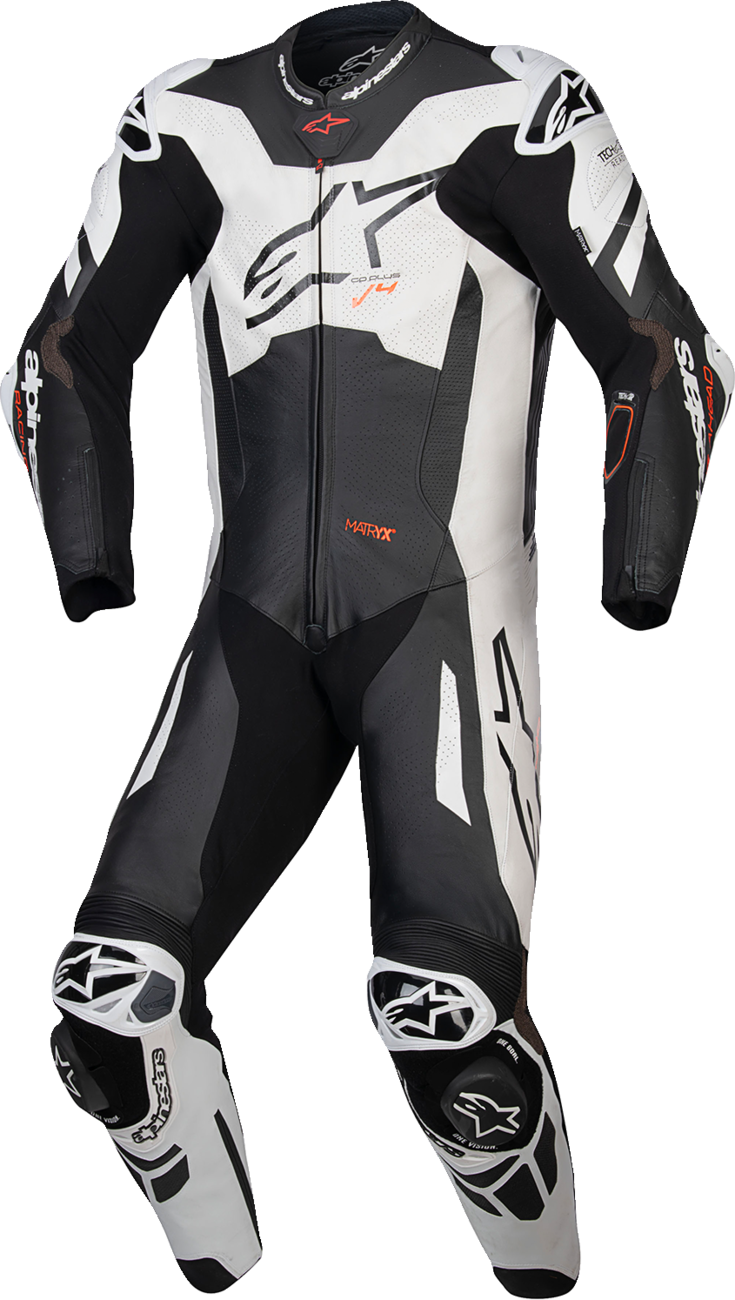GP Plus v4 Sprint 1-Piece Leather Suit - Black/Red Fluo/White - US 44 / EU 54