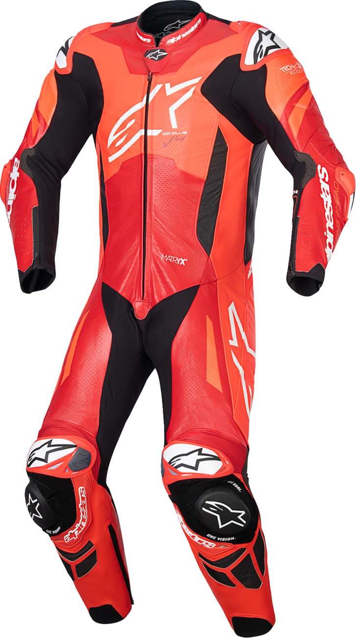 GP Plus v4 Sprint 1-Piece Leather Suit - Red Fluo/Mid Red/White - US 42 / EU 52