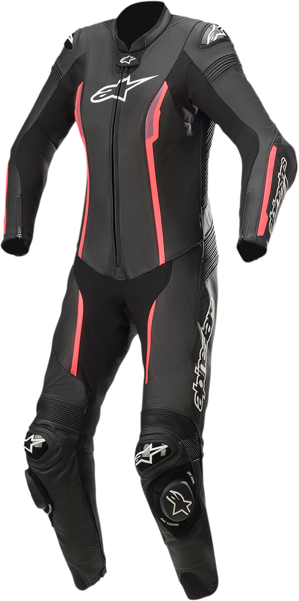 Stella Missile v2 1-Piece Leather Suit - Black/Pink - US 14 / EU 50