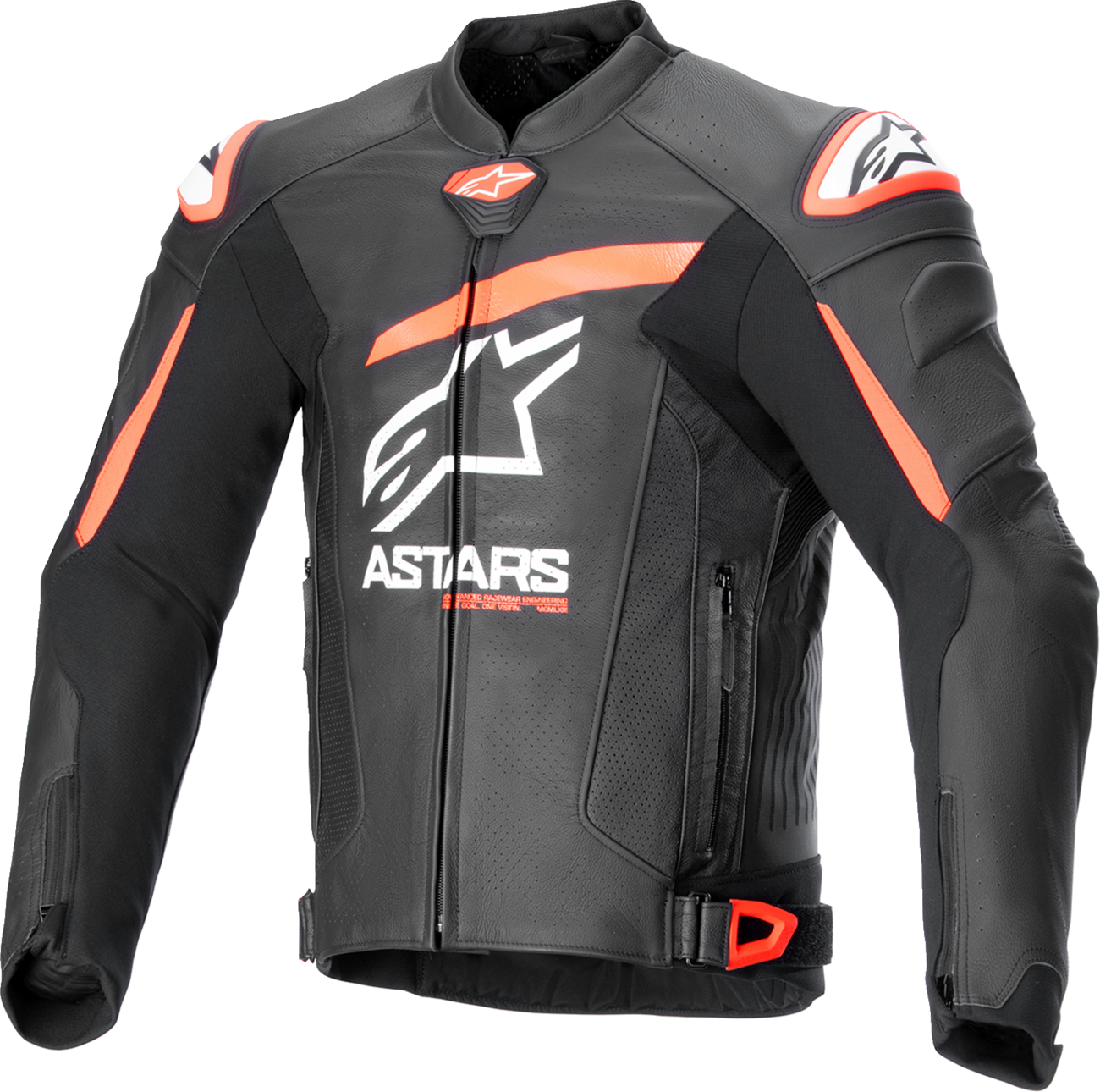 GP Plus R v4 Airflow Leather Jacket - Black/Red Fluo/White - US 38 / EU 48