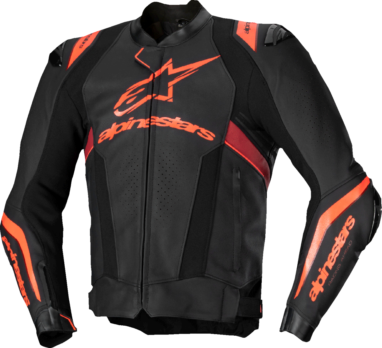 Missile v3 Ignition Leather Jacket - Black/Red Fluo/Dark Red - US 42 / EU 52