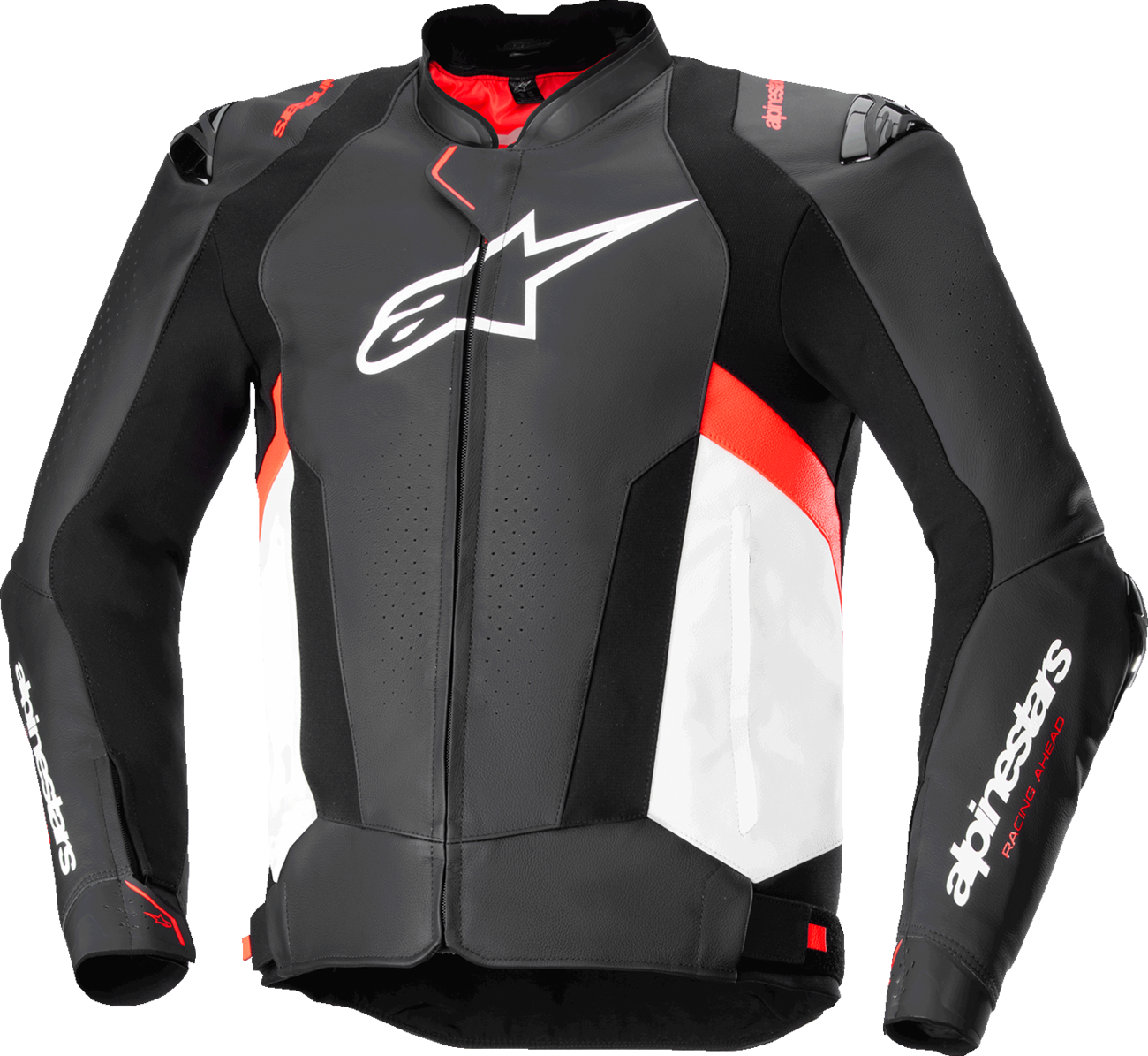 Missile v3 Leather Jacket - Black/White/Red Fluo - US 42 / EU 52