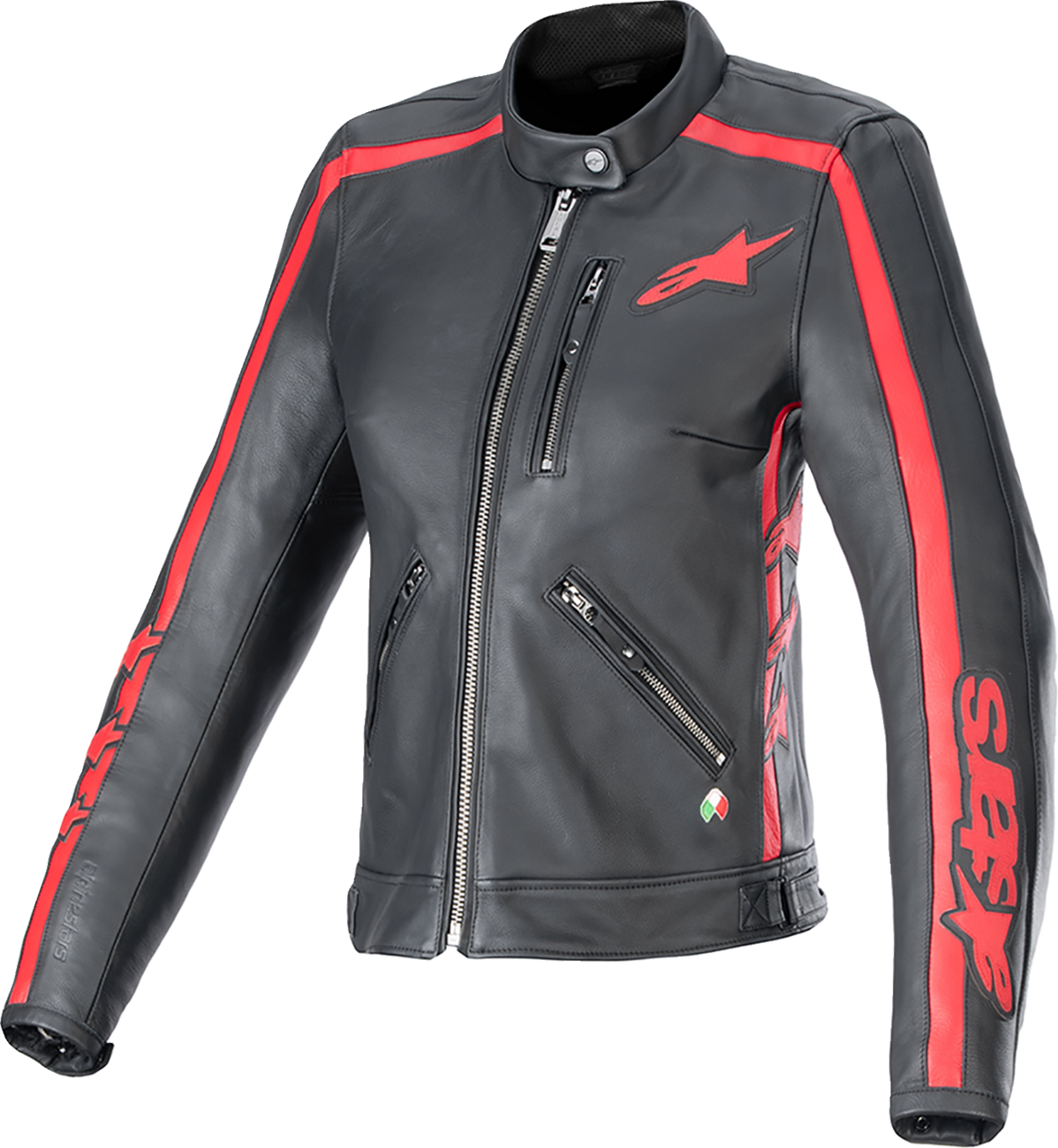 Stella Dyno Leather Jacket - Black/Haute Red - L