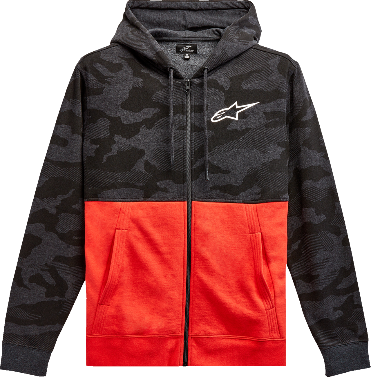 Camo Block Hoodie - Charcoal Heather/Warm Red - Medium