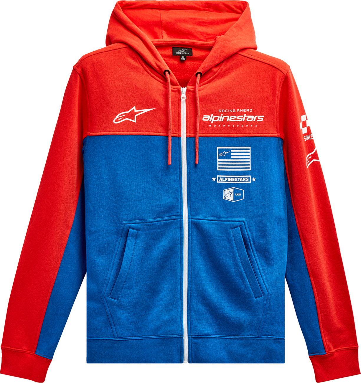 H Block Hoodie - Warm Red/Bright Blue - 2XL