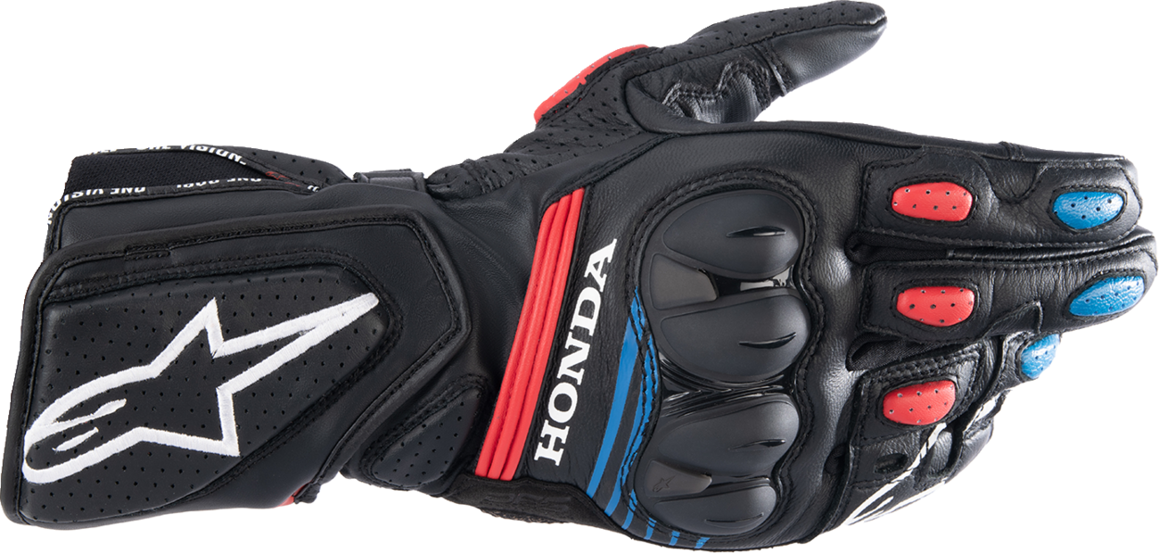 Honda SP-8 V3 Gloves - Black/Bright Red/Blue - Medium