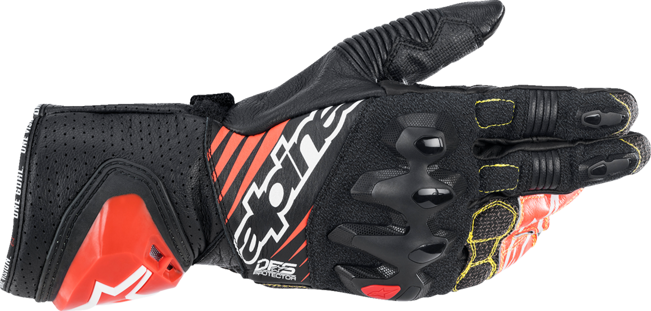 GP Tech V2 S Gloves - Black/White/Fluo Red - Medium
