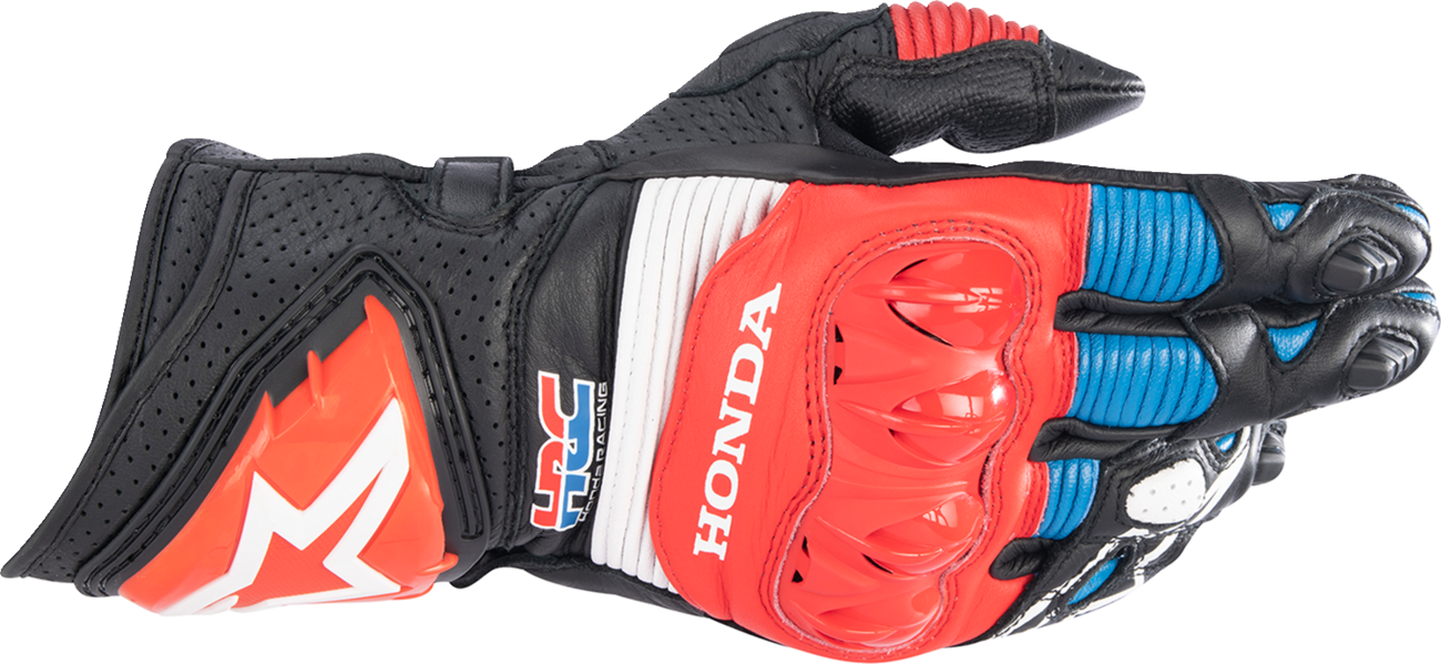 Honda GP Pro R3 Gloves - Black/Bright Red/Blue - XL