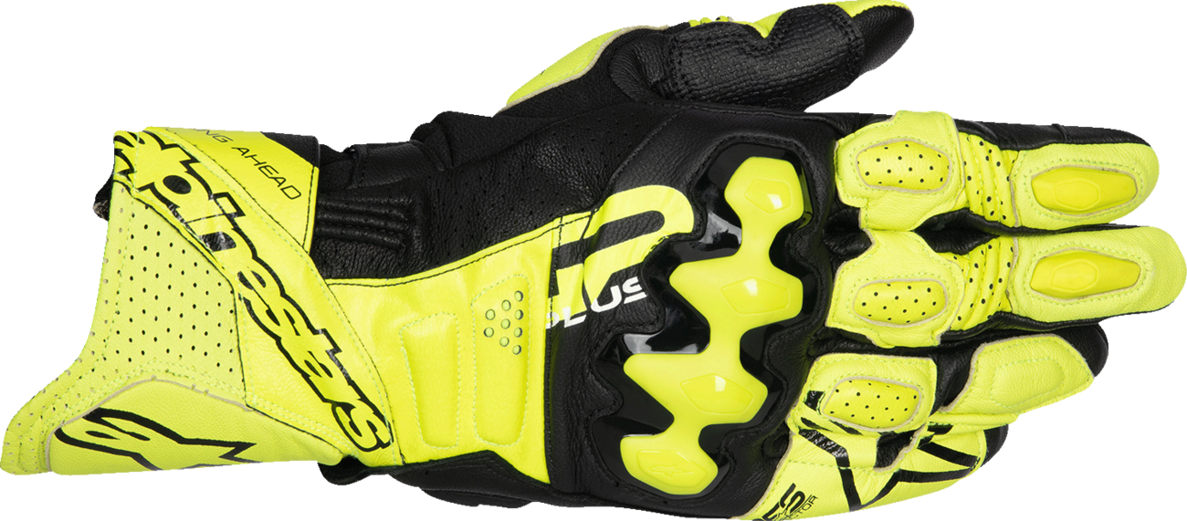 GP Plus R V3 Leather Gloves - Fluo Yellow/Black - Medium