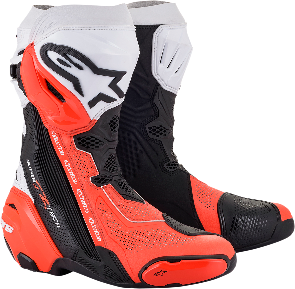 Supertech R Vented Boots - Black/Fluorescent Red/White - US 6 / EU 39
