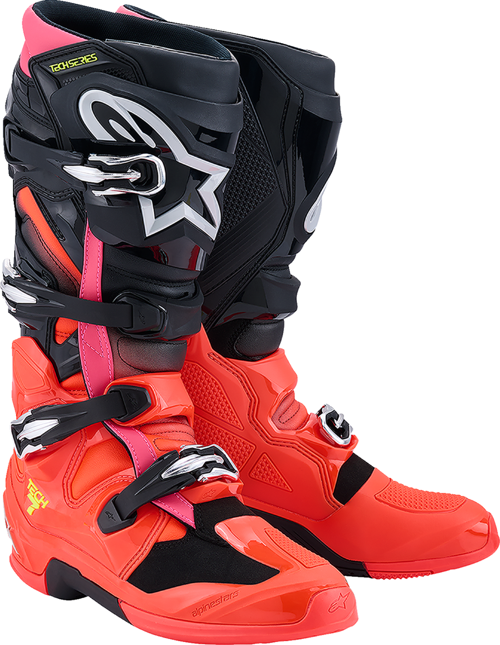 Tech 7 Boots - Black/Fluorescent Red/Fluorescent Pink - US 8 / EU 42