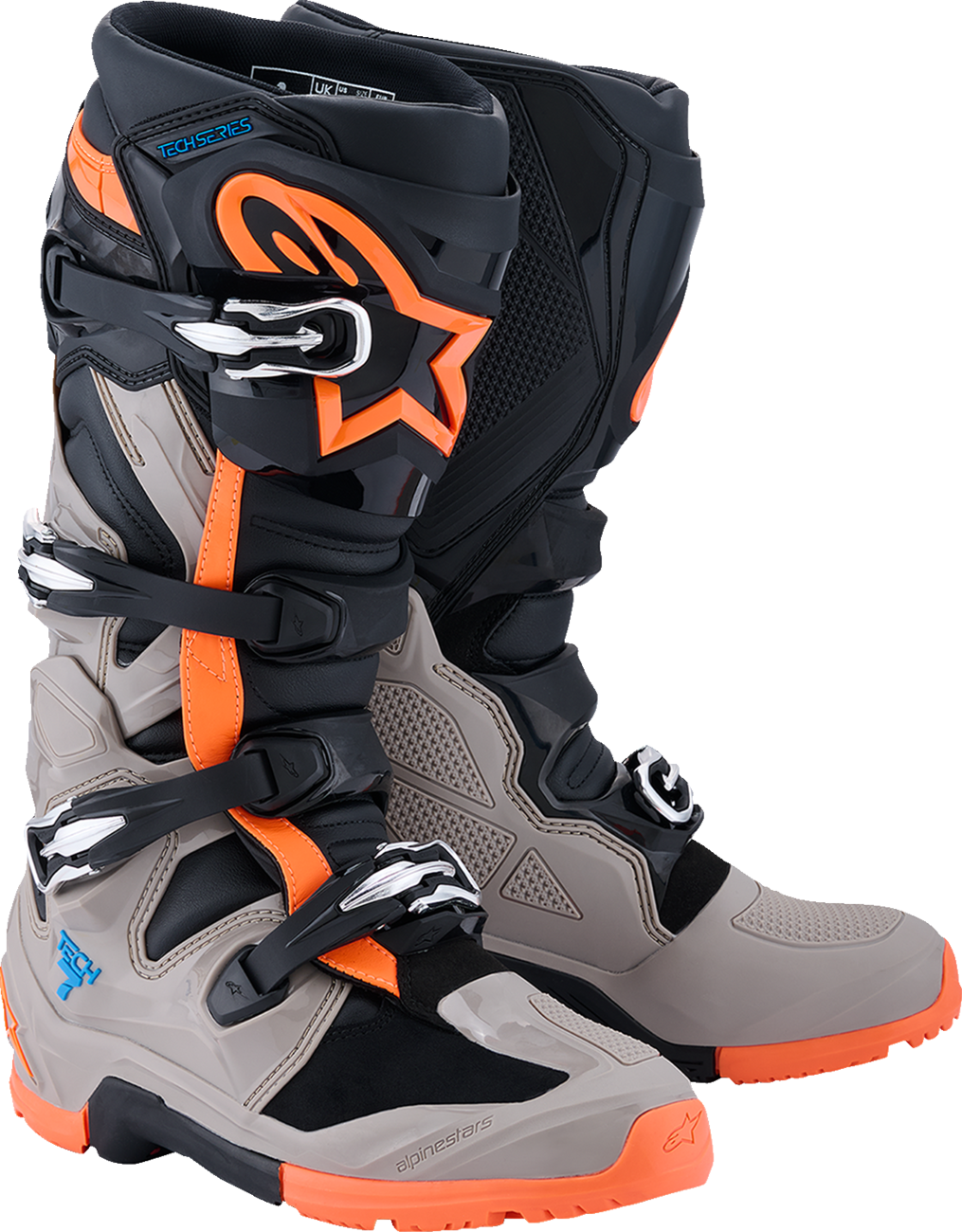 Tech 7 Enduro Boots - Black/Warm Gray/Fluorescent Orange - US 7