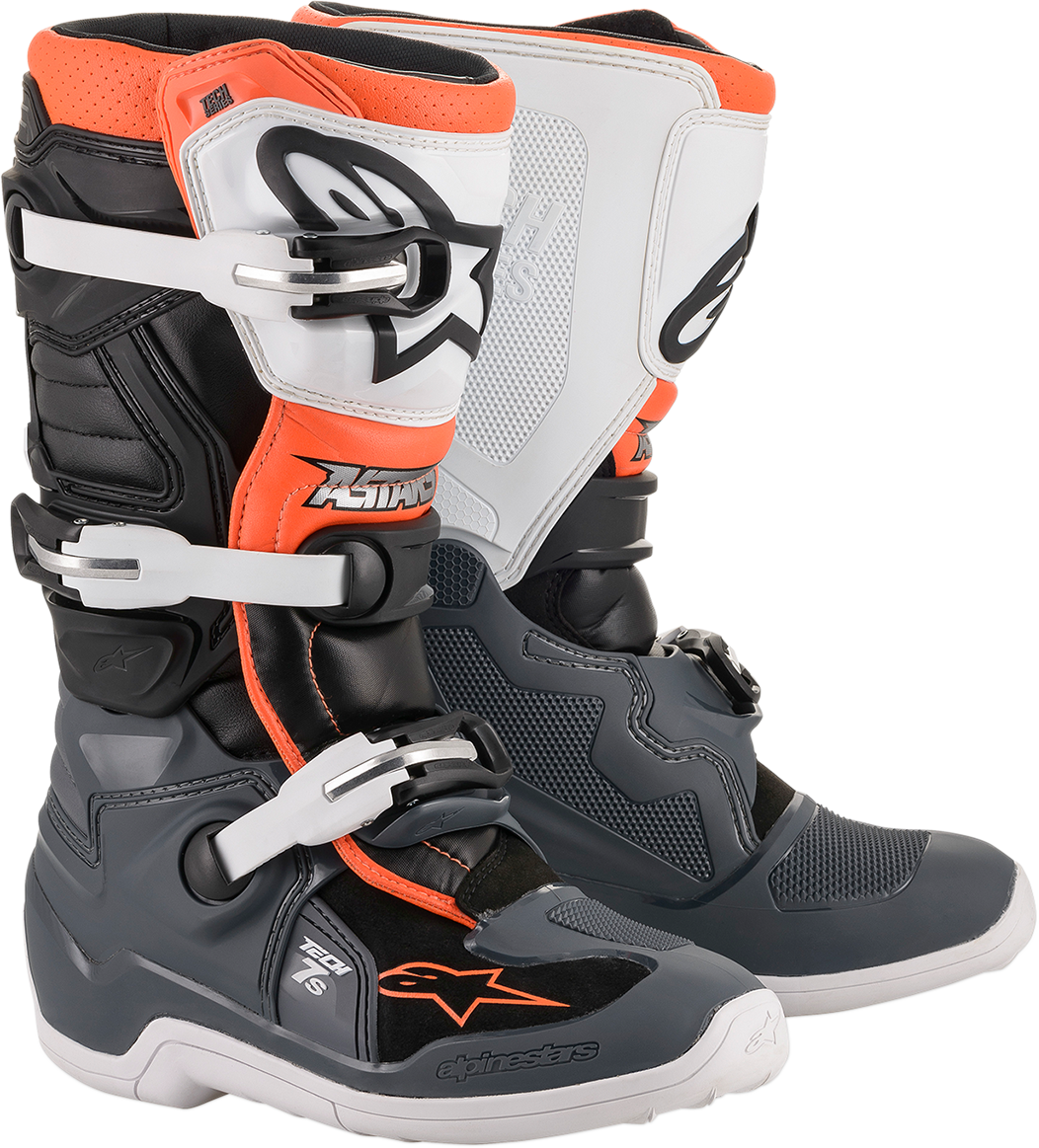 Youth Tech 7S Boot - Black/Gray/White/Orange Fluorescent - US 7 / EU 40.5