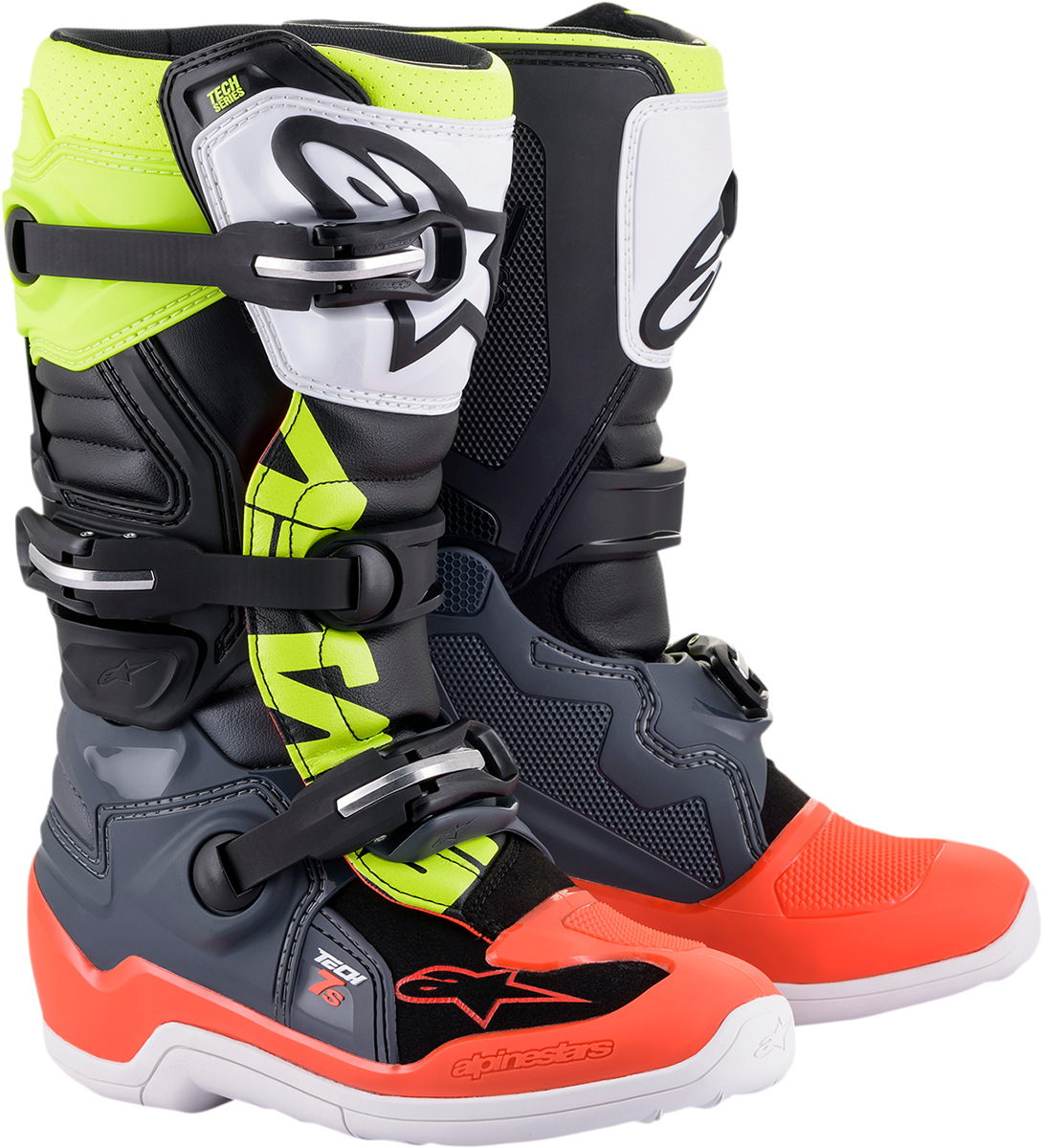 Youth Tech 7S Boots - Black/Gray/Red/White/Yellow - US 8 / EU 42