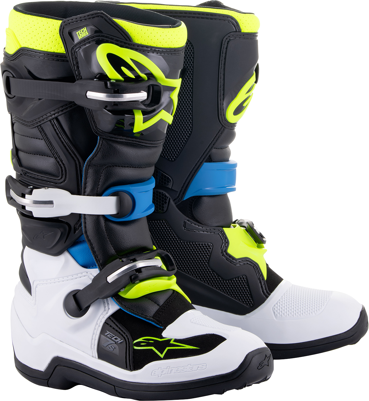 Youth Tech 7S Boots - Black/Blue/Yellow - US 4 / EU 37