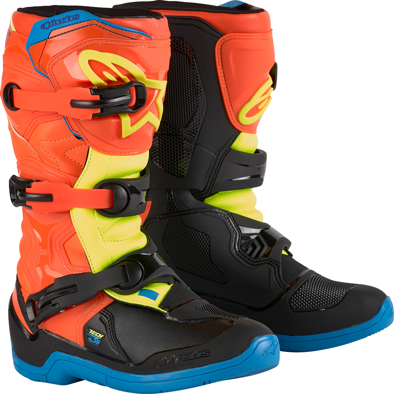 Youth Tech3S Boots - Orange/Blue/Yellow/Black - US 4 / EU 37