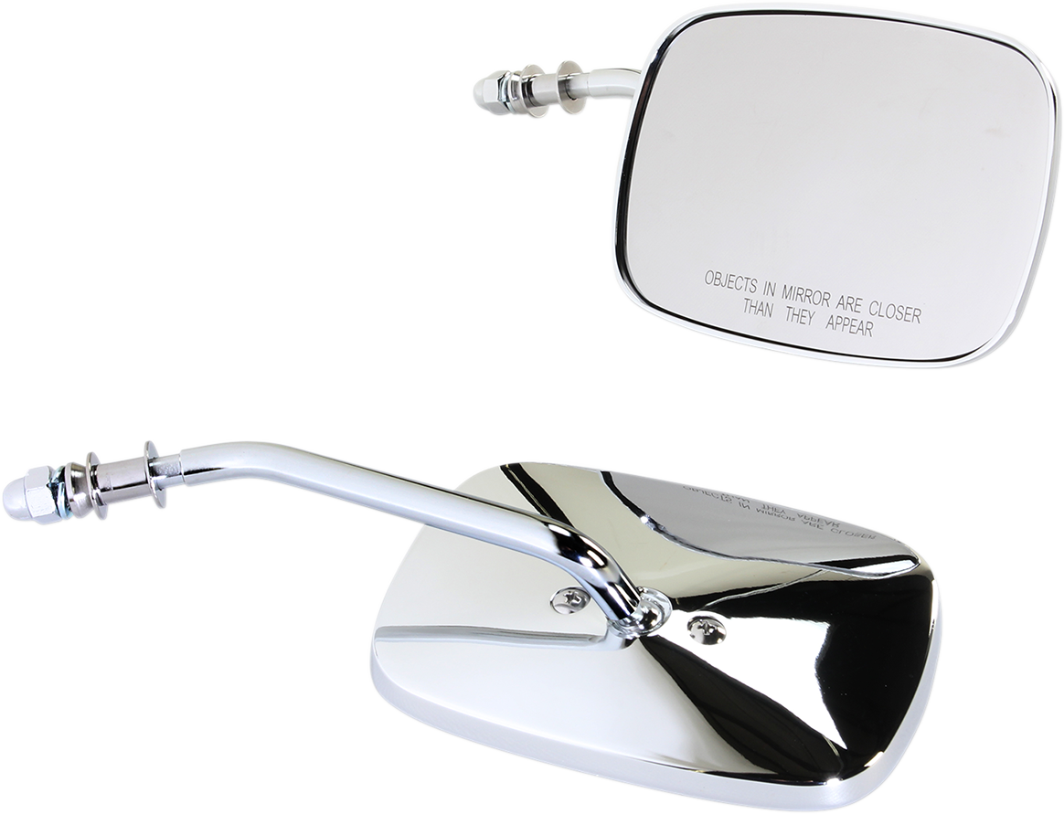 Mirrors - OEM - Side View - Rectangle - Chrome - Short - Pair