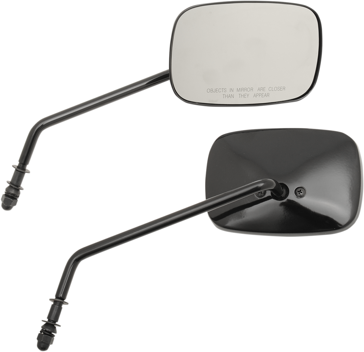 Mirrors - OEM - Side View - Rectangle - Black - Long - Pair
