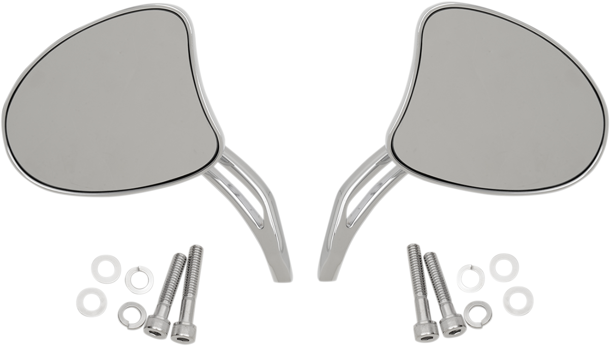 Mirrors - Side View - Tapered - Chrome - Short Stem - Pair