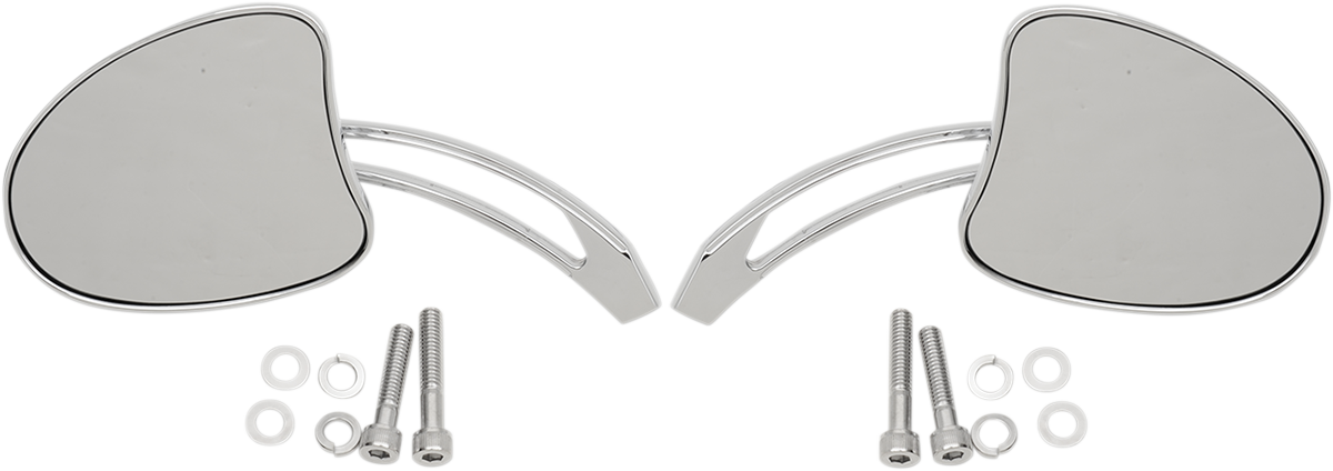 Mirrors - Side View - Tapered - Chrome - Long Stem - Pair