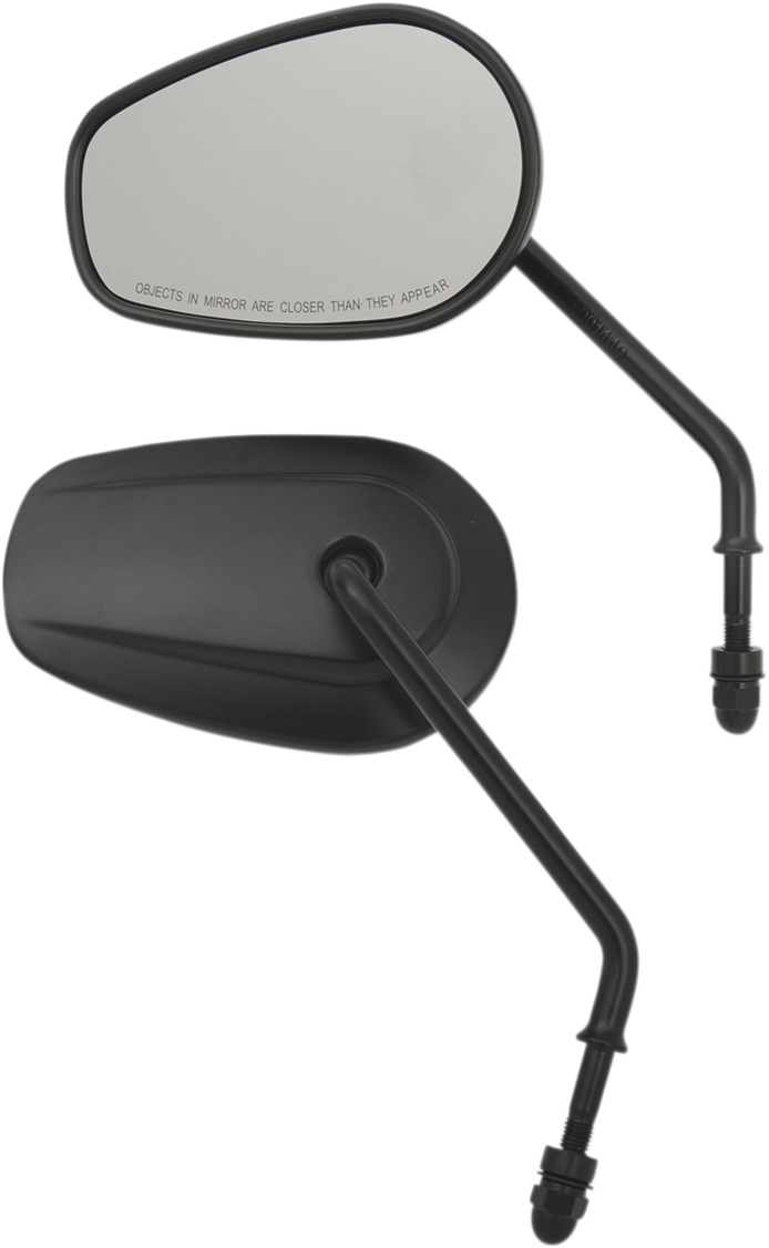 Mirrors - OEM/Replacement - Side View - Teardrop - Long Stem - Black - Pair