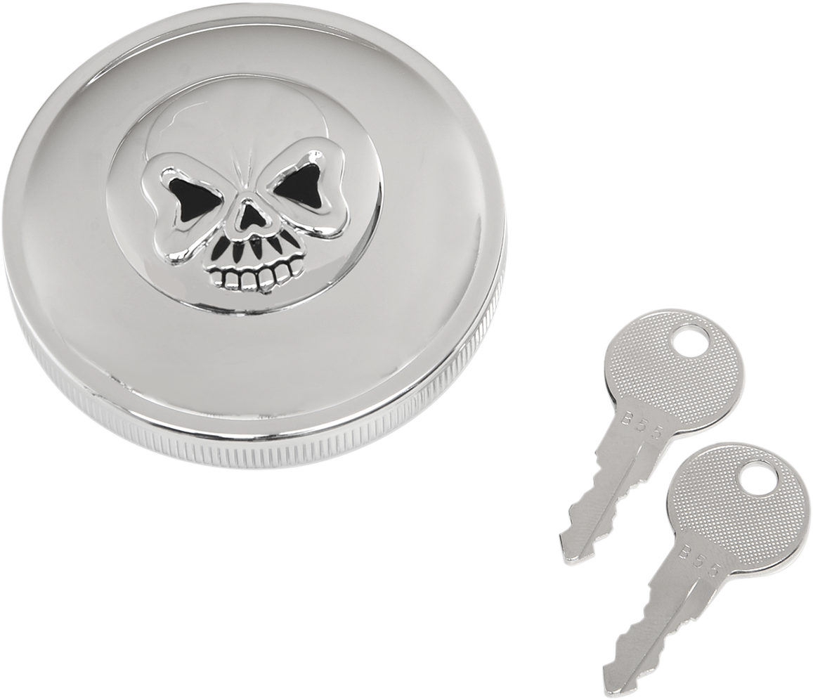 Locking Gas Cap - Skull - Non-Vented - Chrome