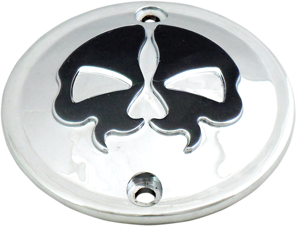 Points Cover - Chrome - Black Skull - 2 Hole - Sportster