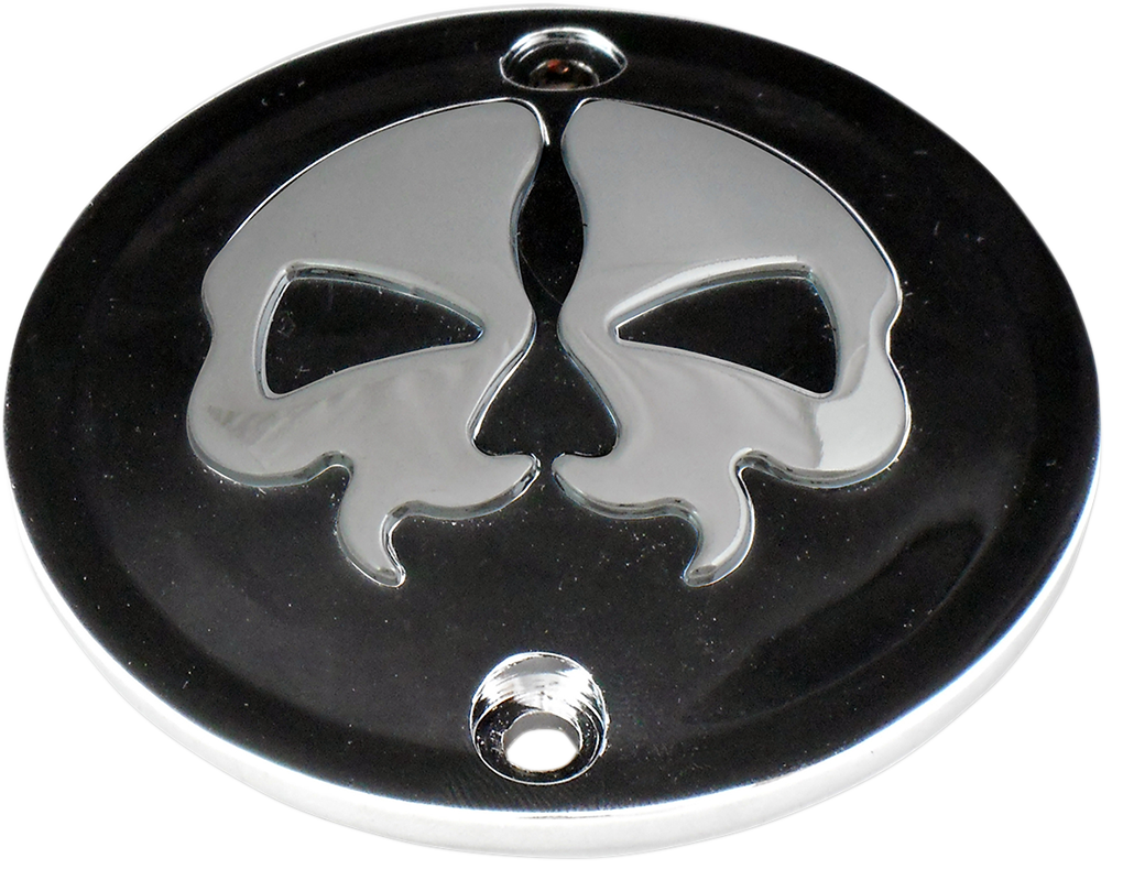 Points Cover - Black - Chrome Skull - 2 Hole - Sportster