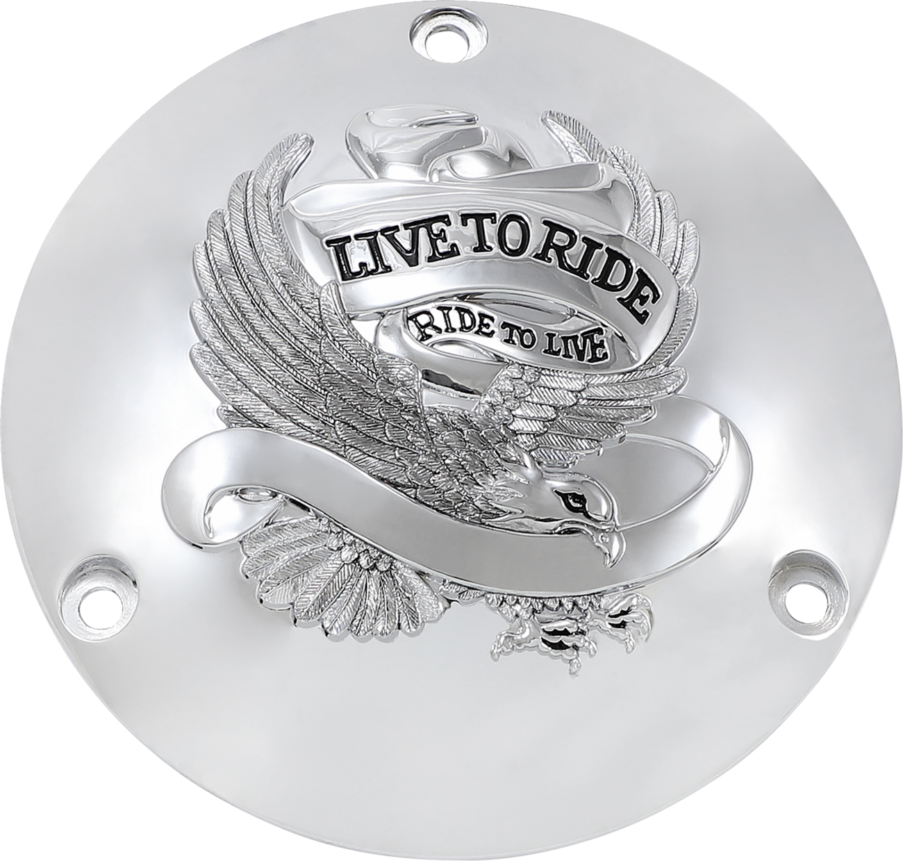 Live to Ride Derby Cover - 3 Hole - Chrome