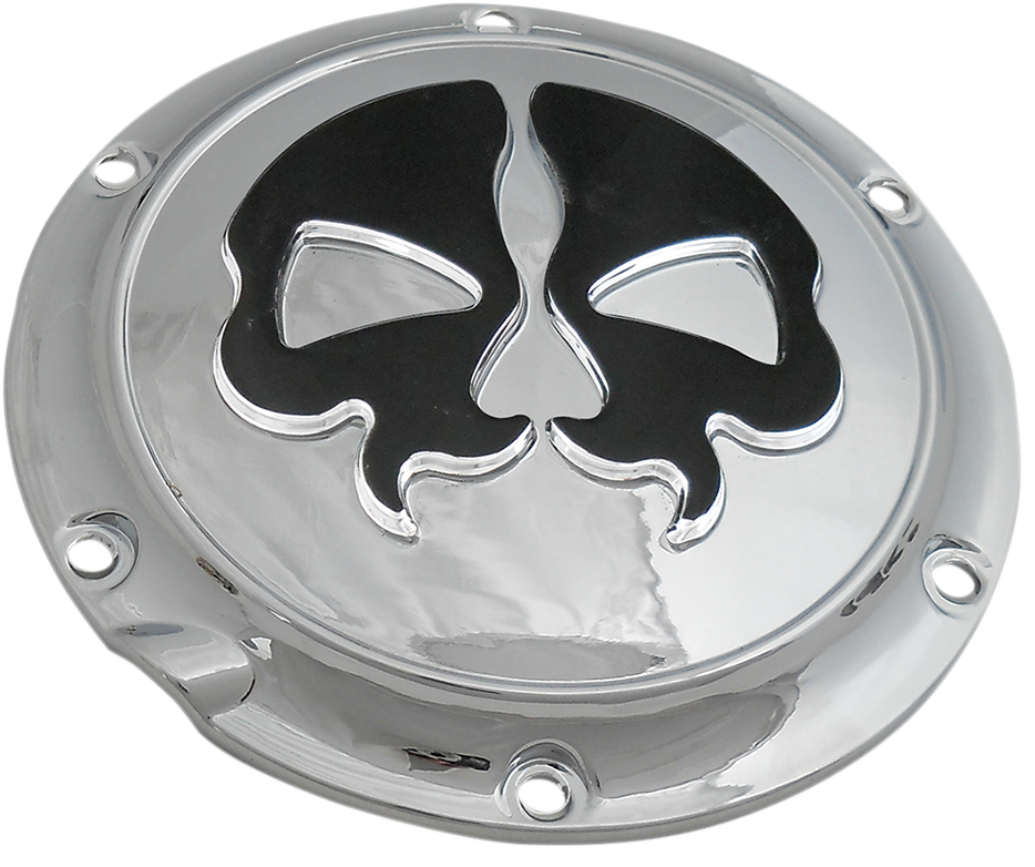 Derby Cover - Split Skull - 5 Hole - Chrome w/Black Skull - '04-'22 Sportster