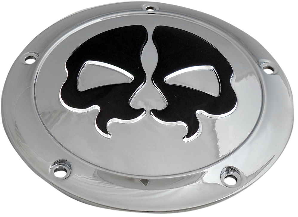 Derby Cover - Split Skull - 5 Hole - Chrome w/Black Skull - '15-'25 Harley-Davidson