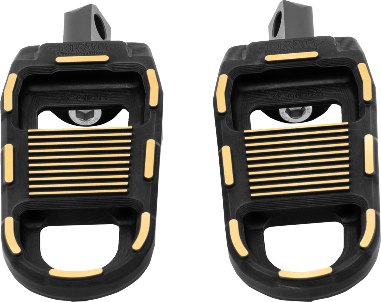 Adjustable Foot Pegs Designed by Gilles - Black/Gold