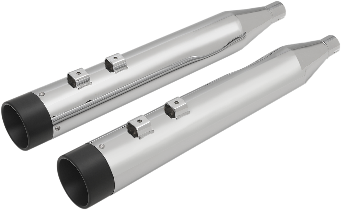 4" Slip-On Mufflers with Billet End Caps - Chrome/Black