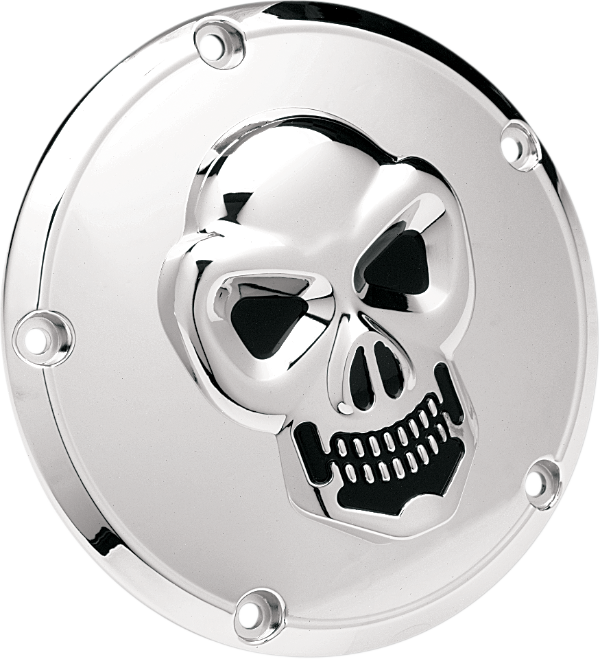 3-D Skull Derby Cover - Chrome - 5 Hole