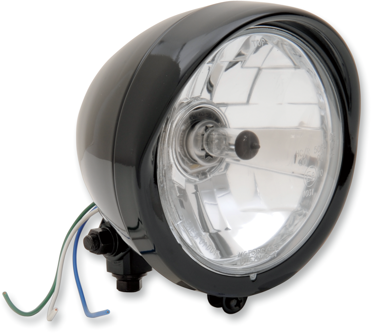 5-3/4" Head Light with Visor - Clear Lens - Black