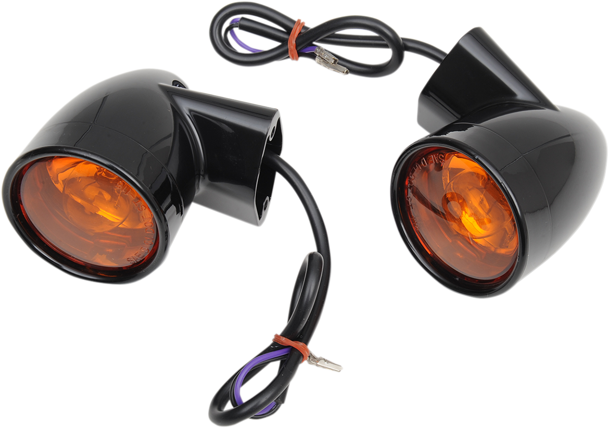 Bullet Turn Signal Lights - Rear - Gloss Black - Harley-Davidson