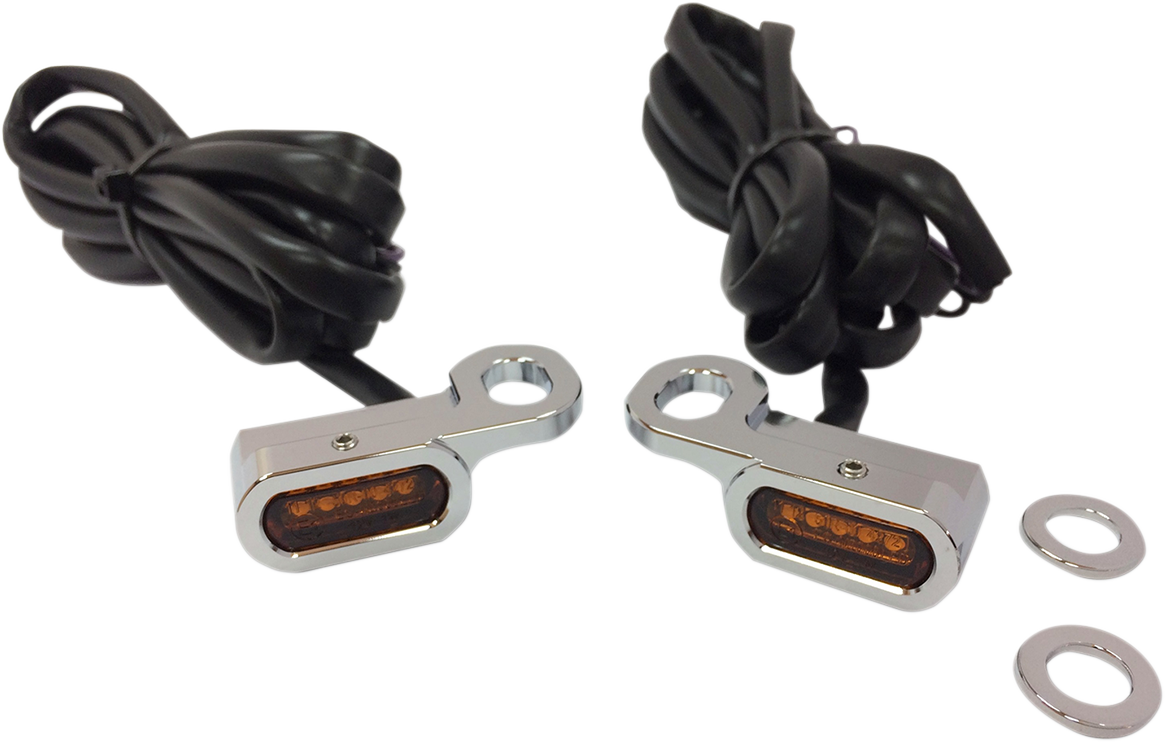 LED Handlebar Marker Lights - Hydraulic Clutch - Chrome/Amber