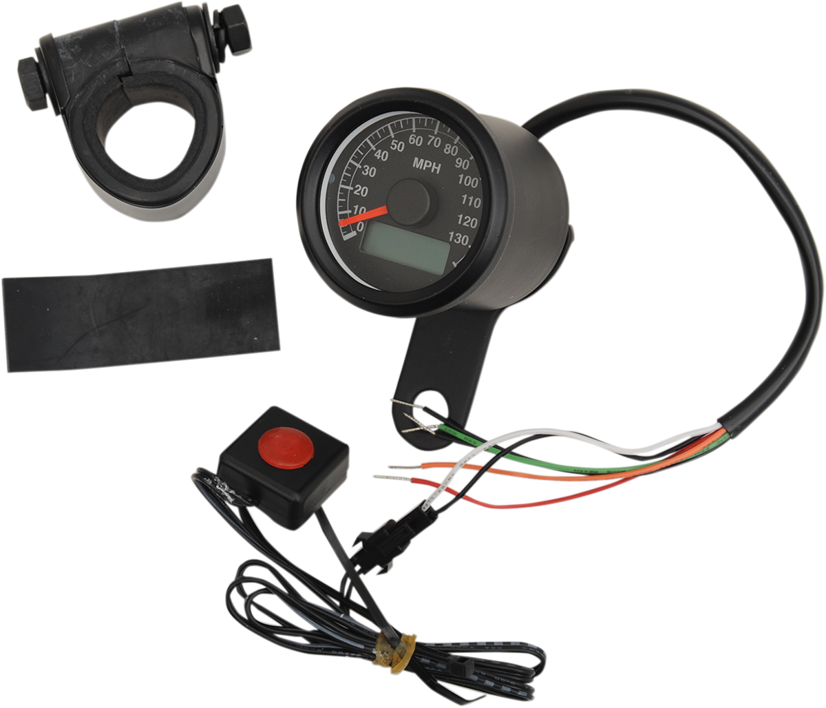 Programmable Mini Electronic Speedometer with Odometer/Tripmeter - 1.87" - Black
