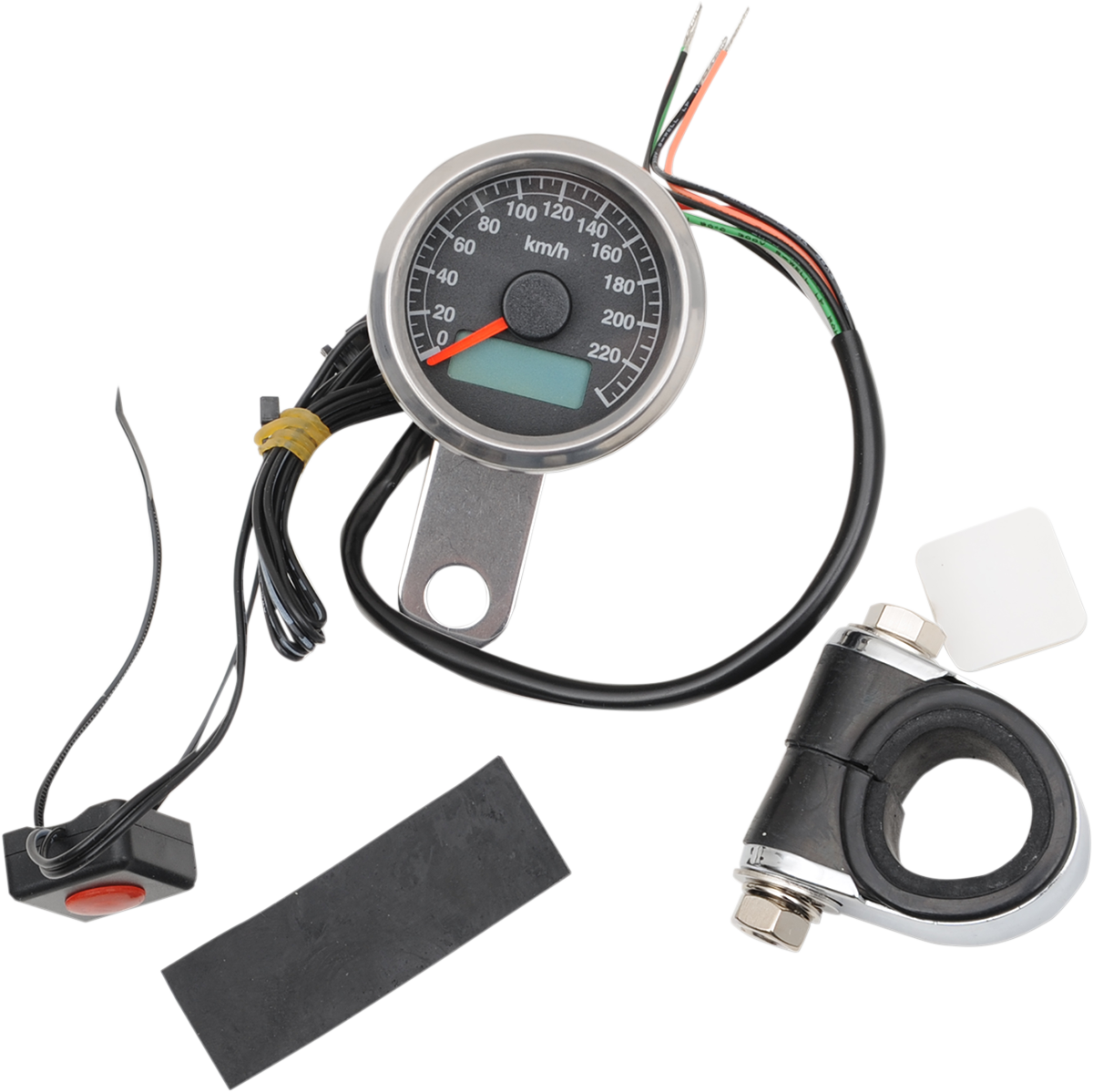 Programmable Mini Electronic Speedometer with Odometer/Tripmeter - 1.87" - Polished