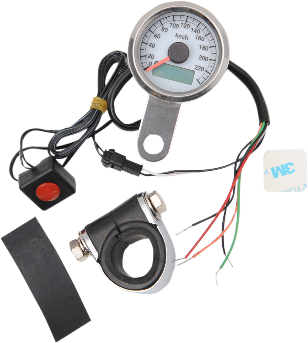 Programmable Mini Electronic Speedometer with Odometer/Tripmeter - 1.87" - Polished