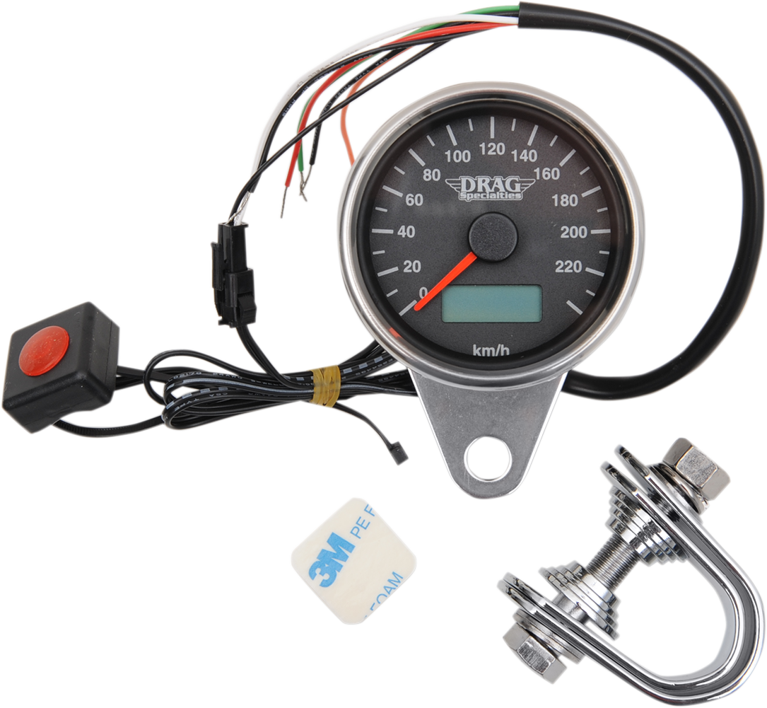 Programmable Mini Electronic Speedometer with Odometer/Tripmeter - 2.4" - Black