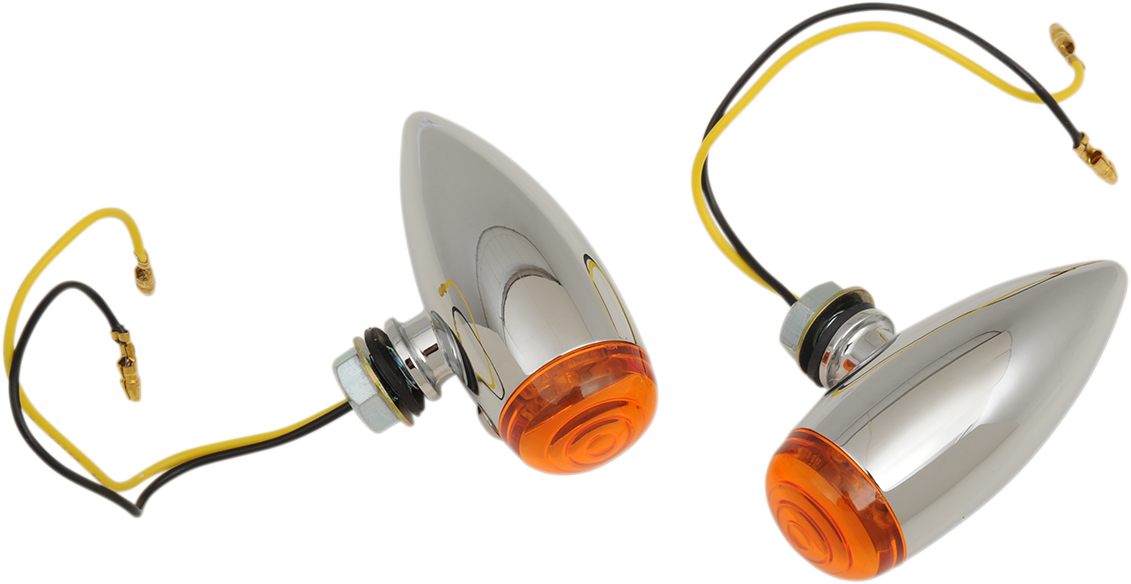 Bullet Marker Lights - LED - Amber Lens - Chrome