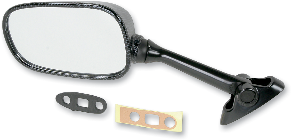 Mirror - Side View - Black/Carbon Fiber - Rectangle - Left - Suzuki