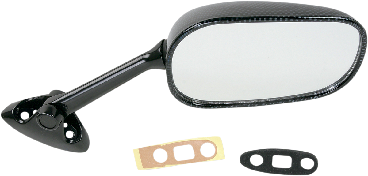 Mirror - Side View - Black/Carbon Fiber - Rectangle - Right - Suzuki